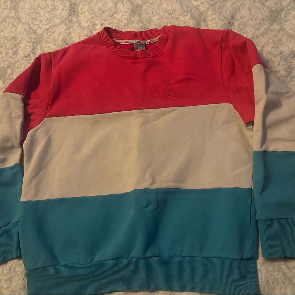 Nike Colorblock Sweatshirt - Red, White, Blue